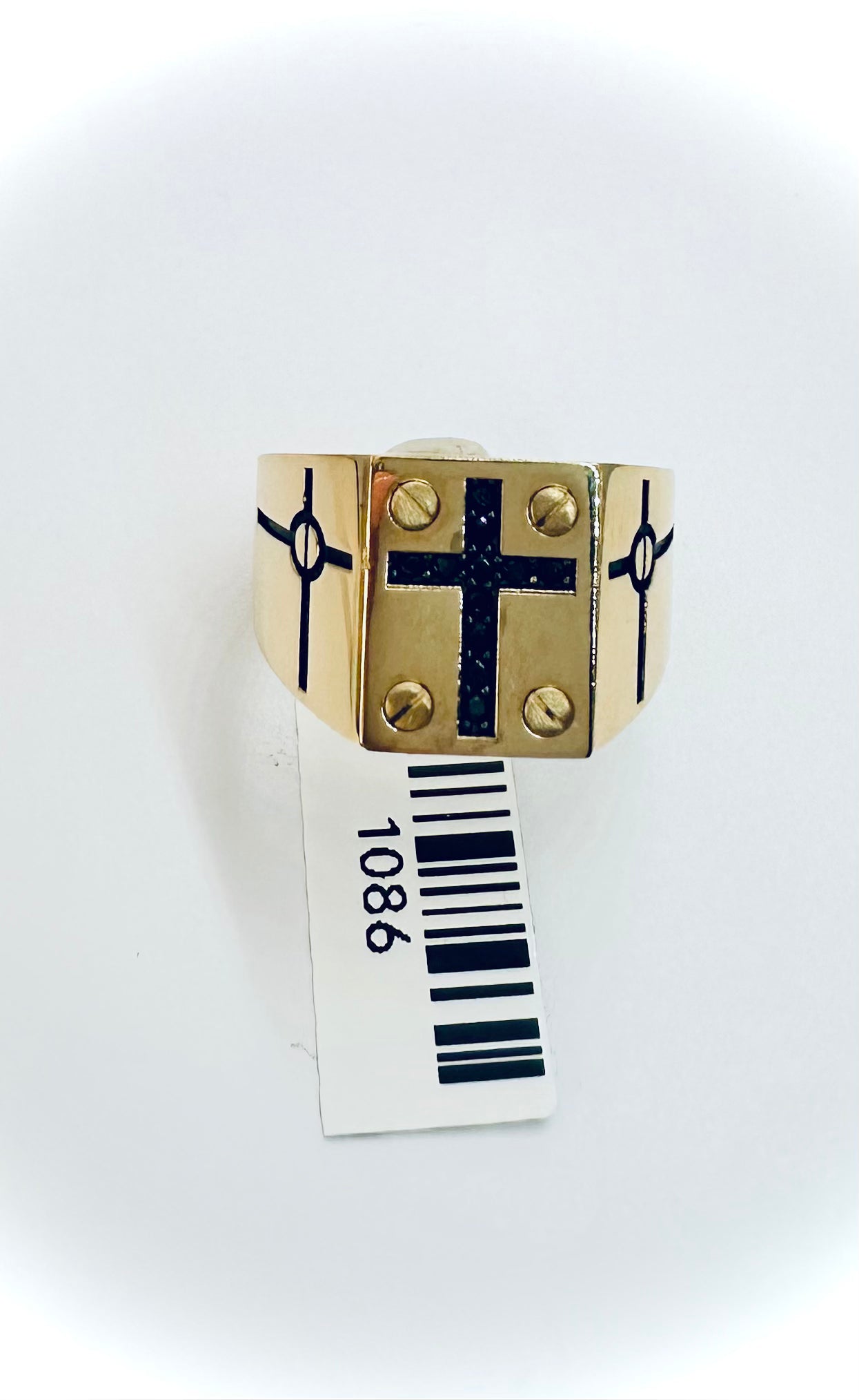18kt CZ Black Cross Men Ring