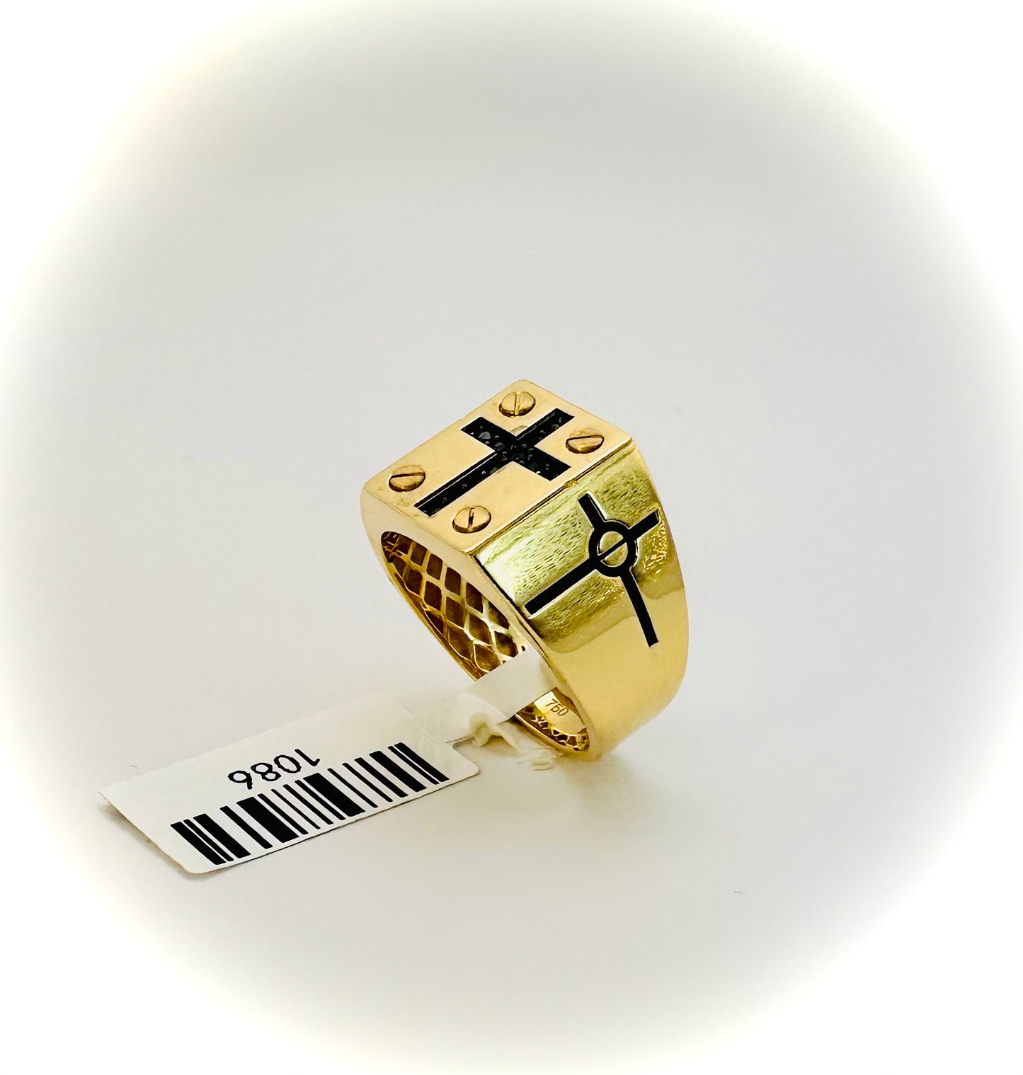 18kt CZ Black Cross Men Ring