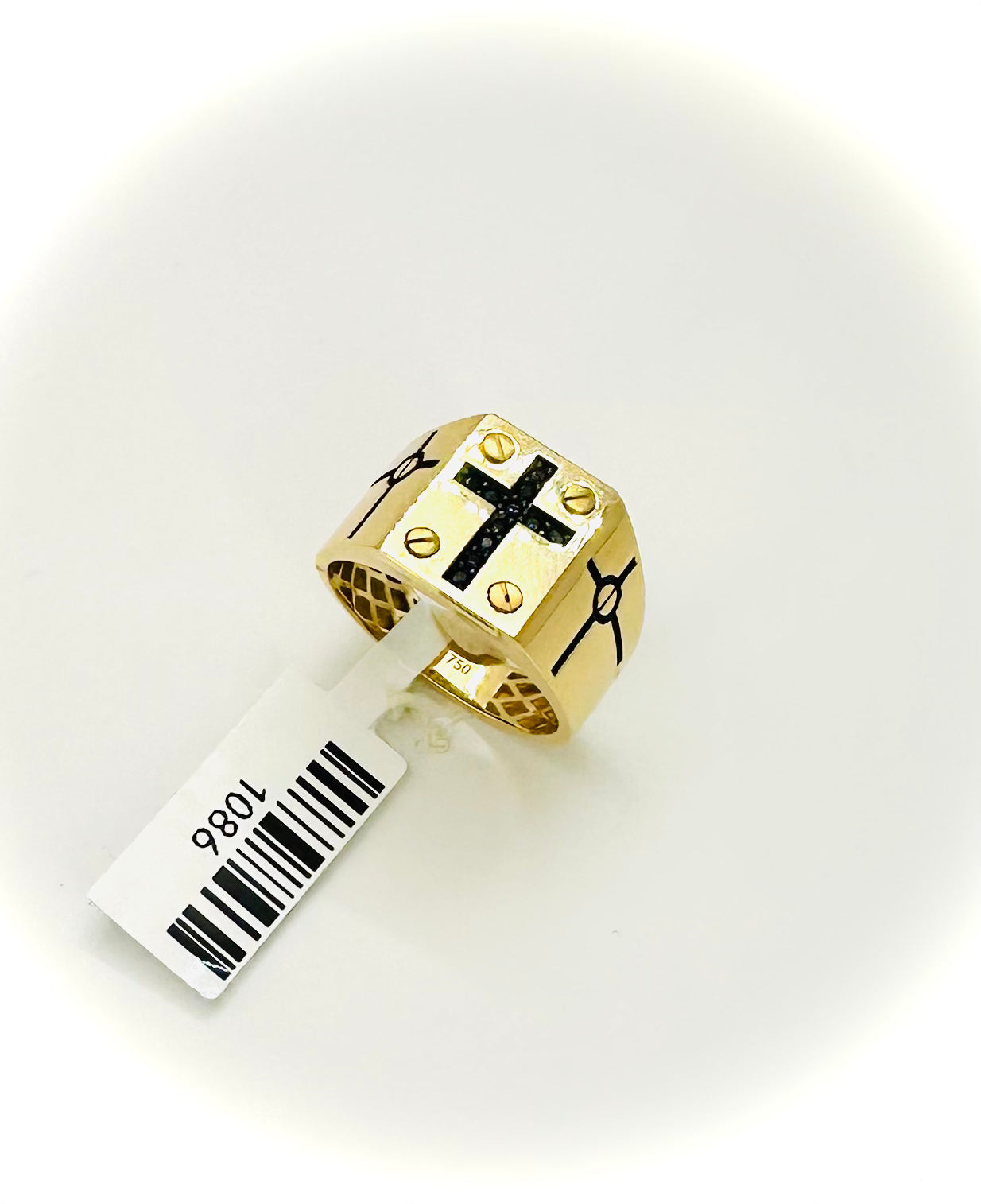 18kt CZ Black Cross Men Ring